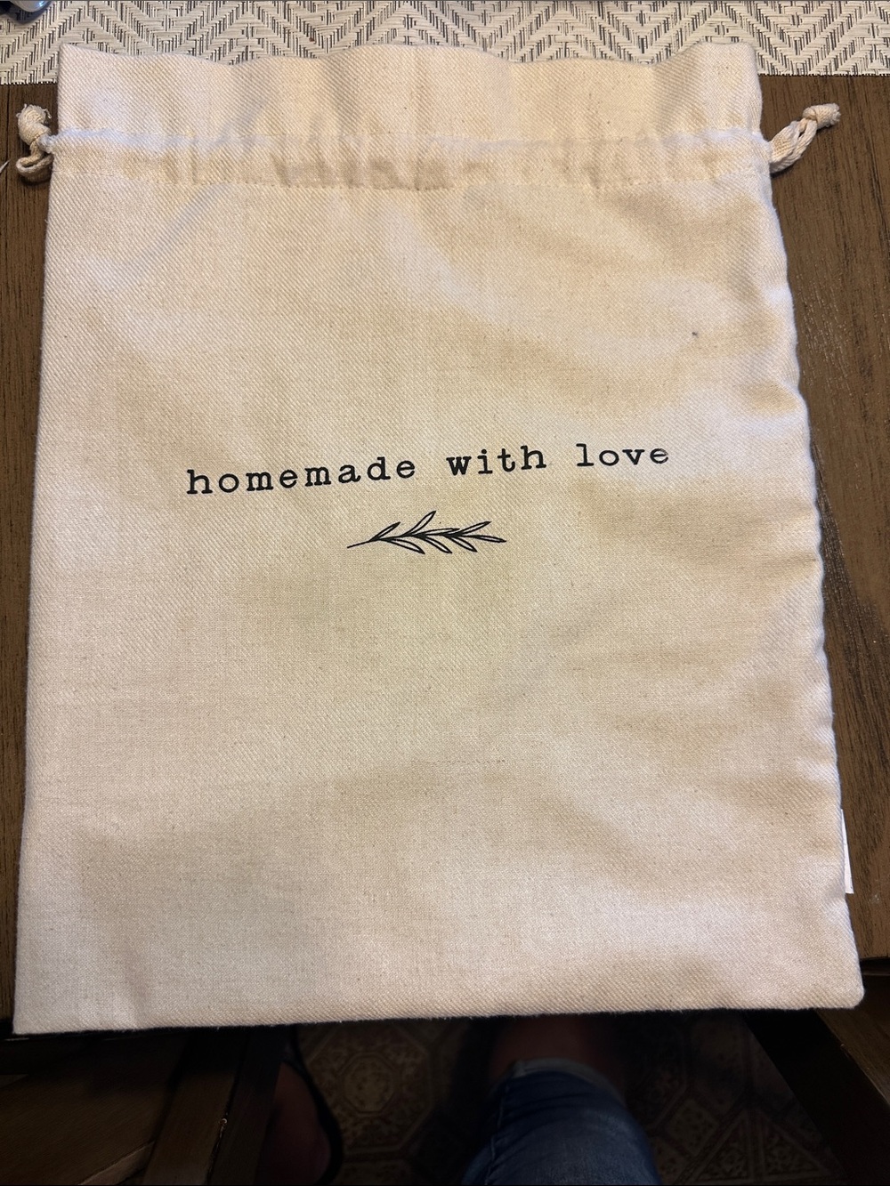 Sourdough Drawstring Bags and bowl covers - Homemade With Love (Cream/Green)
